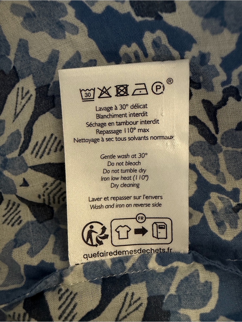 Sezane Floral Pierro Shirt Button Front Printed Cotton Alcazar Blue Size Medium - Picture 10 of 11